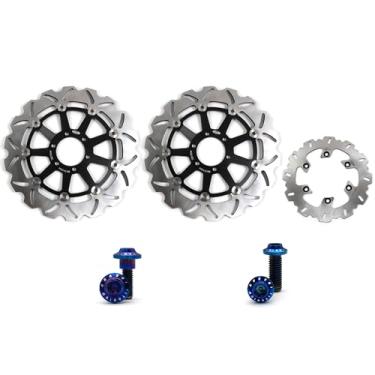Imagem de Arashi Discos de freio dianteiros traseiros rotores com parafusos de montagem para Yamaha XJR 400 1995-2000, FZR 600 1989, FZR600R 1990-1995, FZS 600 Fazer 1998-2003, TDM 850 1991-2003, TDM 850 1991