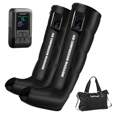 Imagem de lymneth Massageador profissional de perna de compressão de ar para circulação e alívio da dor, botas de recuperação de perna inteira sem fio com controles duplos, máquina de terapia de compressão