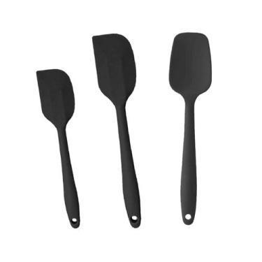 Imagem de Kit 3 Espátulas De Silicone Para Cozinha Reforçada Preta- - udlandia