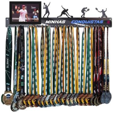 Imagem de Porta Medalhas Basquete Masculino Grande com Porta Retrato 60cm - QUAD