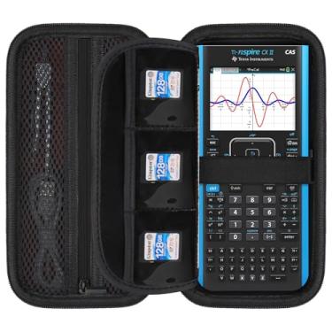 Imagem de Elonbo Estojo De Transporte Para Calculadora Gráfica Colorida Texas Instruments Ti-Nspire Cx Ii Cas/Ti-Nspire Ii/Cx/Cx Cas, Bolso Extra Com Zíper Cabo Carregamento E Manual, Preto + Interior