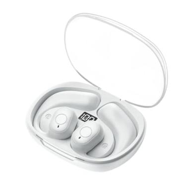 Imagem de Fone de Ouvido por Condução Óssea Bluetooth 5.3, Bateria Recarregável, Microfone Integrado (Branco)