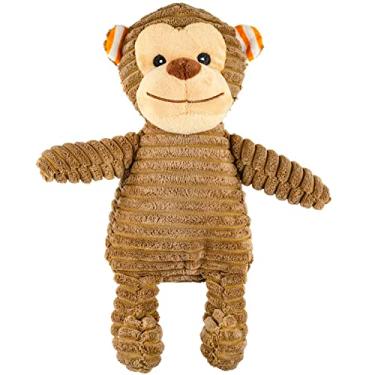 Imagem de Giftable World Macaco sentado de veludo cotelê de 23 cm com orelhas enrugadas e brinquedo para mastigar cachorro