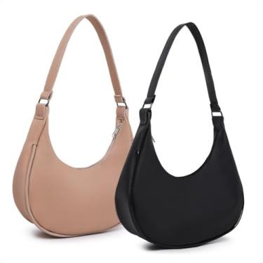 Imagem de Bolsa Baguete Feminina Pequena e Elegante – Design Leve e Moderno, Ideal para Festas, Noite e Uso Diário (preto nude)