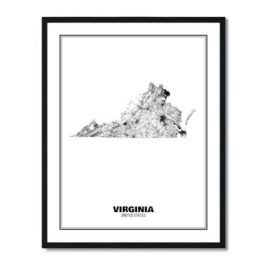 Imagem de Susie Arts Pôster de arte abstrata de mapa rodoviário da Virgínia State 28 x 35,5 cm, decoração de parede, casa, escritório, escola, sds043