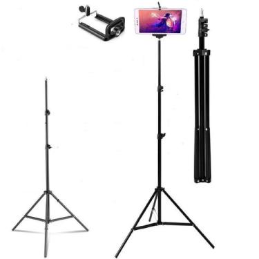 Imagem de Tripé 2,10M Profissional Câmera E Celular Pedestal Robusto - Leffa Sho