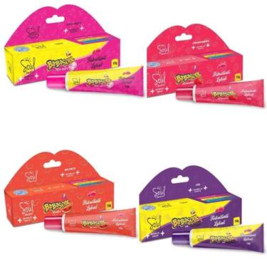 Imagem de Kit 4 Balm Hidratante Labial BabaSoul Gostinho de Chiclete Candy Lips 
