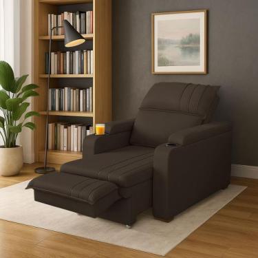 Imagem de Poltrona Srj Papai Retrátil Reclinável Veludo Porta Copos - SRJ MÓVEIS