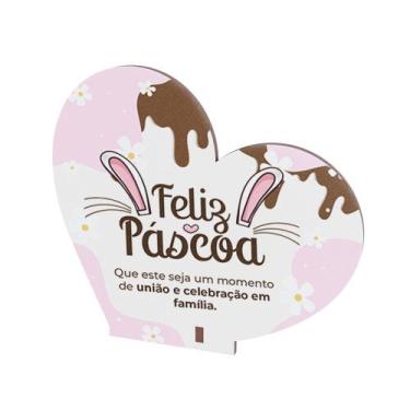 Imagem de Kit 10 Lembrancinhas Pascoa MDF Coracao Simples - Deliparts, FELIZ PÁS