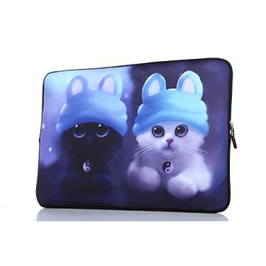 Imagem de Capa de laptop de 13,3 polegadas a 14 polegadas Bolsa de transporte de neoprene com alças ocultas para MacBook/Notebook/Ultrabook/Chromebooks, Azul, 14 inch laptop sleeve