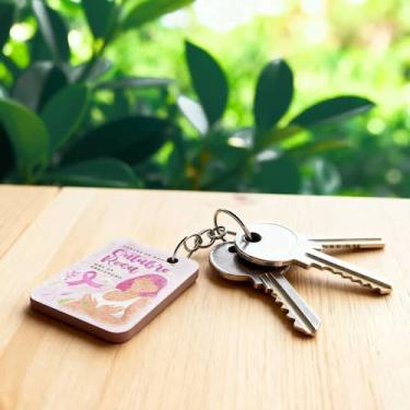 Imagem de Kit50 Chaveiros MDF Outubro Rosa Coração Campanha de Prevenção - Deliq