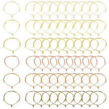 Imagem de Bestewelry 60 pulseiras ajustáveis de cordão de nylon com tema amarelo, pulseiras trançadas para outono, faça você mesmo, conjunto de pulseiras da amizade com anéis de salto abertos para fazer joias