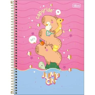 Imagem de Tilibra - Caderno Espiral Capa Dura Universitário 10 Matérias Capyclub 160 Folhas - Capa Rosa - Capyride Jump On