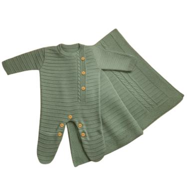 Imagem de Saída Maternidade de Tricot Luxo Macacão e Manta Bebê Menino