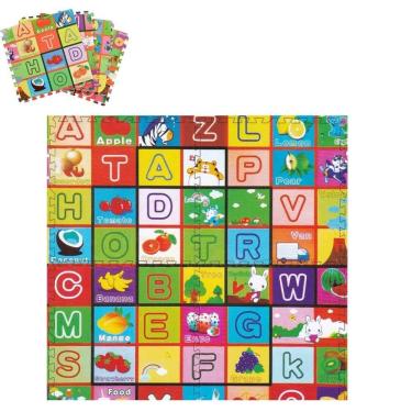 Imagem de Kit Tapete Infantil 4 Placas Eva Tatame Didático Grande Alfabeto Colorido Bebê Educativo Montável 60x60cm