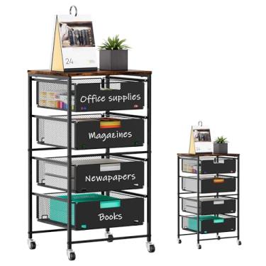 Imagem de Solinxe Organizador de arquivos, prateleira de armazenamento de bandeja de papel de malha móvel, carrinho utilitário para escritório escolar em casa (4 camadas)