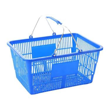 Imagem de FytStycale Cesta de compras com alça, organizador de supermercado para vegetais e brinquedos, Azul