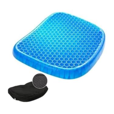 Imagem de Almofada Em Gel De Silicone Para Assento Cóccix Coluna E Hemorroida Com Capa Lavável Antiderrapante E Estrutura Ventilada Favo De Mel