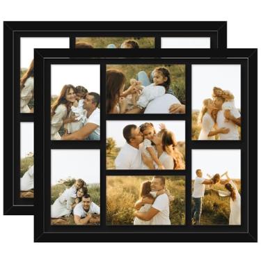 Imagem de Porta-retrato 10 x 15 cm para parede, 7 peças, fotos 10 x 15 com tapete ou 30,5 x 35,5 cm sem tapete, moldura de 7 aberturas para fotos de 10 x 15 cm com acrílico resistente a estilhaçamento, tapete