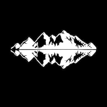 Imagem de Decalque de parede com reflexo de montanha, design de silhueta preta, adesivo grande para carro ao ar livre, 75 x 33,2 cm S1676 (branco)