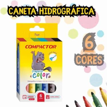 Imagem de Caneta Hidrográfica Compactor Color com 6 Cores 000083000