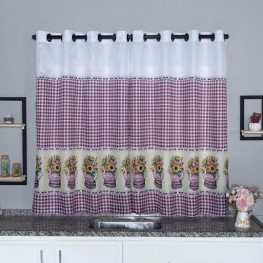 Imagem de Cortina Estampada para cozinha em Oxford 2,40x1,30 - Viver Bem Enxovai