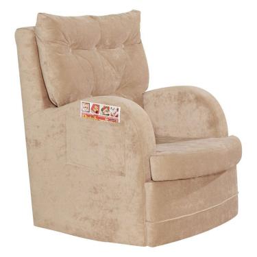 Imagem de Poltrona de Amamentação com Balanço Ludmila Suede Bege Médio S09 D'Rossi