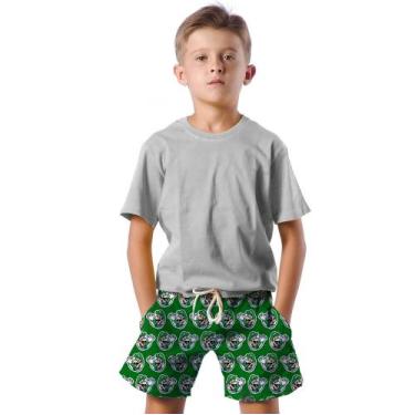 Imagem de Shorts Infantil Bermuda Calção Praia Verão Game Pixel Verde 228 - SMOK