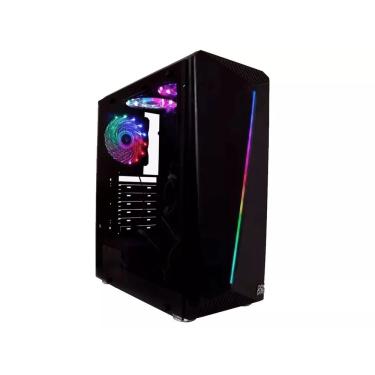 Imagem de Gabinete Gamer , Atx 3 Coolers , Lateral Vidro, Frontal Iluminação Ajustavel Rgb Preto