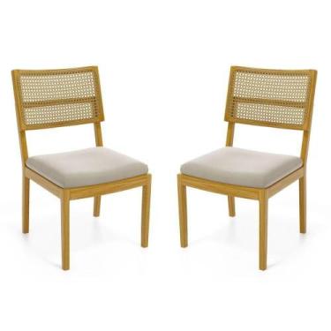 Imagem de Kit Com 2 Cadeiras Milena Madeira Maciça Assentos Estofados Encostos D