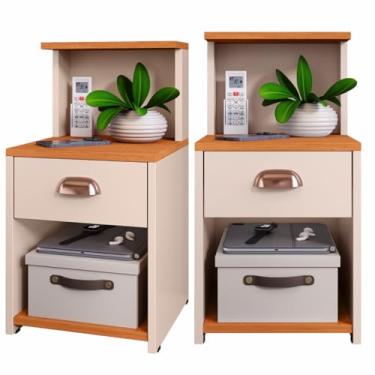 Imagem de Criadomudo para Quarto, Kit 2un Ou 1un Mesa de Cabeceira com Gaveta Puxador Concha E Prateleira(KIT CLÉO OFF/CINA)