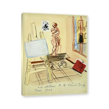 Imagem de NHLDZYH Moldura champanhe. Folhas impressionistas, (sem título 73) por Raoul Dufy, reprodução de quadros, quadros de pinturas famosas, imagem murais quartos. 60x80cm