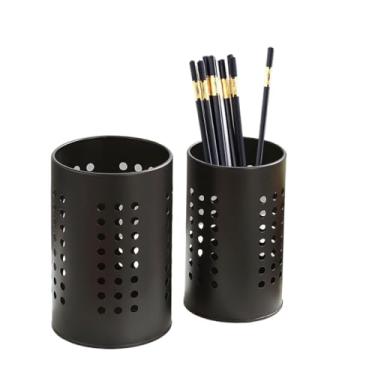 Imagem de Porta Talheres de Cozinha Inox Organizador Moderno e Escorredor Redondo para Bancada e Gaveta(Preto Inox 16,5Cm preto)