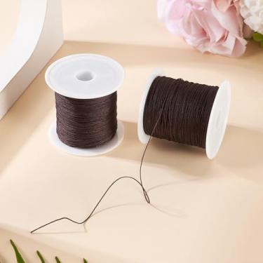 Imagem de 2 rolos de fio de nylon de 0,4 mm para pulseiras, marrom coco, cordão de nó chinês, fio de nylon para pulseiras trançadas, colares, macramê e artesanato