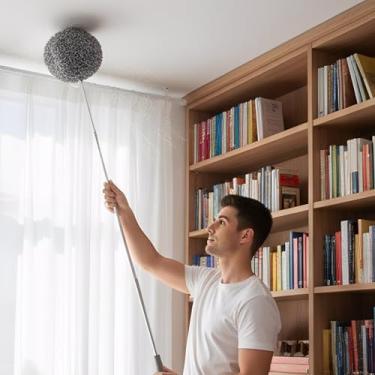 Imagem de Espanador para limpeza de mão espanador suprimentos de limpeza para teto de móveis de janela de carro de escritório (cinza, 300 cm)
