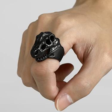 Imagem de Anéis masculinos de caveira dragão dinossauro anel de polegar, 09, Aço inoxidável, Sem pedra preciosa