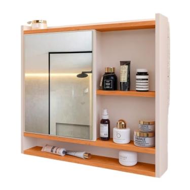 Imagem de Armario de Banheiro com Espelho, Aéreo com Porta, Nichos E Prateleira Compacto E Funcional para Parede(AQUA OFF/CINAMOMO)