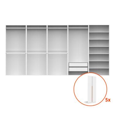 Imagem de Guarda-Roupa Modulado com Cabideiros e Prateleiras New Tuyo 10 Portas 2 Gavetas Branco 450 cm