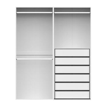 Imagem de Guarda-Roupa Modulado com Cabideiros e Prateleiras New Tuyo 6 Gavetas Branco 180 cm