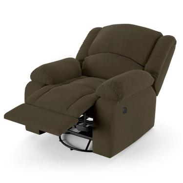 Imagem de Poltrona Do Papai Reclinável Melim Glider Giratória Usb Veludo Capuccino Fh1 - D'rossi