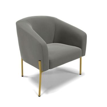 Imagem de Cadeira Sala De Jantar Pé De Ferro Dourado Stella Suede D03 - D'rossi Cor Grafite