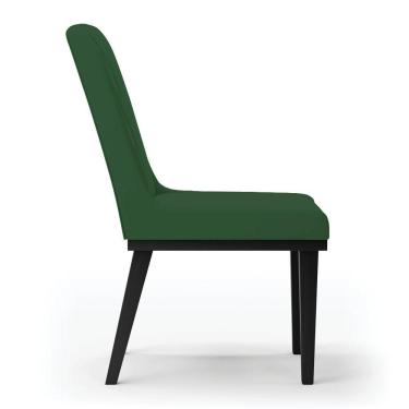 Imagem de Cadeira Sala De Jantar Base Madeira Preto Kit 2 Sofia Veludo D03 - D'rossi Cor Verde