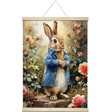 Imagem de Kits de pintura por números para adultos com cabide de moldura, kits de pintura a óleo DIY de coelho por números para adultos iniciantes em tela para decoração de parede em casa, presentes de