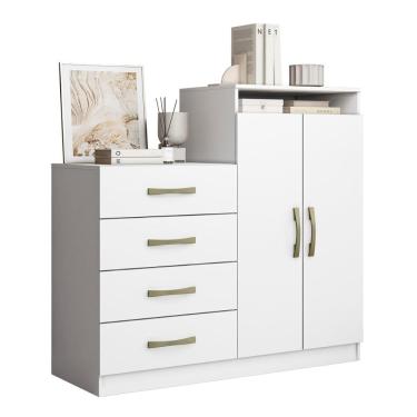 Imagem de Comoda Londres Quarto com 4 Gavetas e 2 Portas Funcional