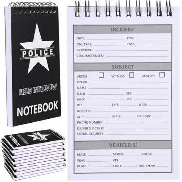 Imagem de Teling Pacote com 12 blocos de notas para entrevista de campo da polícia de segurança pública bloco de notas para policiais livro de bilhetes de presente caderno entrevista policial 9 x 14 cm 70