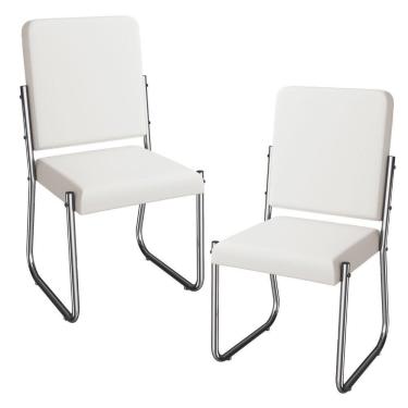 Imagem de Kit 2 Cadeiras Cromada Sala Jantar 2C139CR Corino Kappesberg Branco