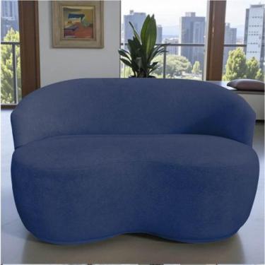 Imagem de Namoradeira Decorativa Beatriz Orgânica Veludo Azul Marinho - Mazzero 