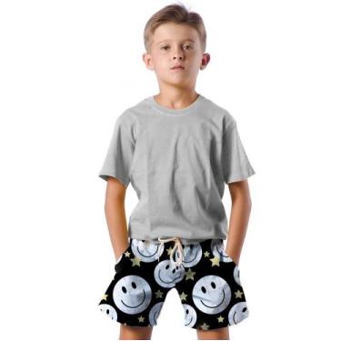 Imagem de Shorts Infantil Bermuda Calção Praia Verão Emoji Stars Yellow 240 - SM