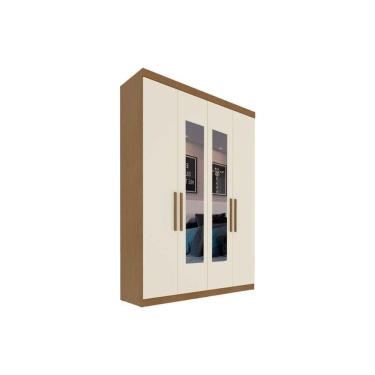 Imagem de Guarda Roupa Solteiro 4 Portas (2 C/ Espelho) E 2 Gavetas Ph 1714 Carvalho Vermontt/off White - Herval