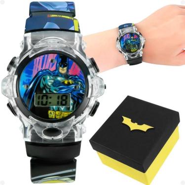 Imagem de Relogio Infantil Digital Batman Led Silicone Preto + Caixa